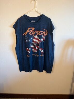 Poison Band Graphic Sleeveless Tank Top - Navy